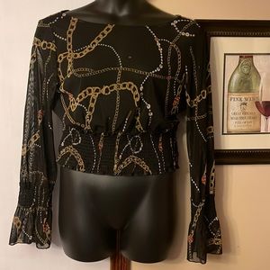 Sheer chain print blouse